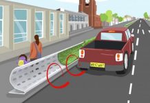 Остроумный дорожный барьер защитит пешеходов от автомобильных выхлопов